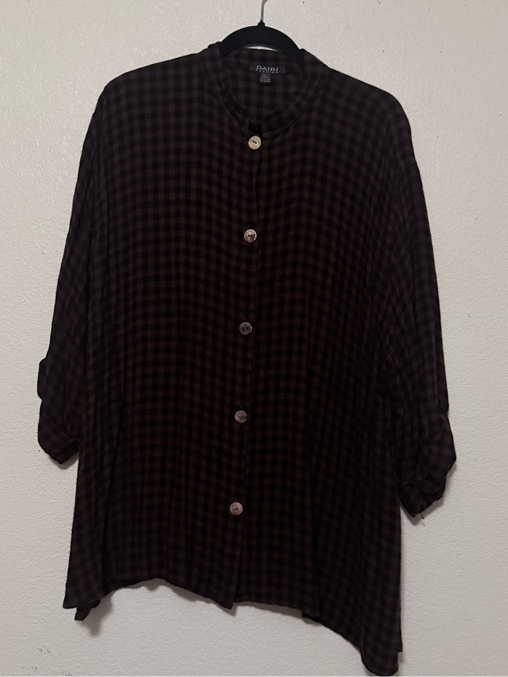 DAIRI FASHION Paige Black & Brown Plaid Button-Down Tunic 0006